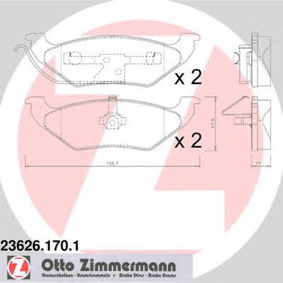 Otto Zimmermann 23626.170.1 Тормозные колодки дисковые, комплект 236261701: Отличная цена - Купить в Польше на 2407.PL!