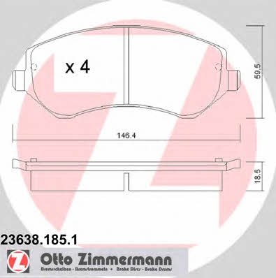 Otto Zimmermann 23638.185.1 Brake Pad Set, disc brake 236381851: Buy near me at 2407.PL in Poland at an Affordable price!