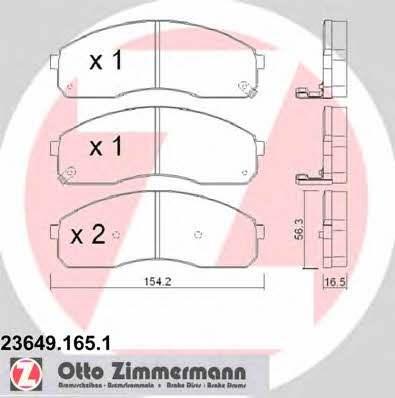 Otto Zimmermann 23649.165.1 Тормозные колодки дисковые, комплект 236491651: Отличная цена - Купить в Польше на 2407.PL!
