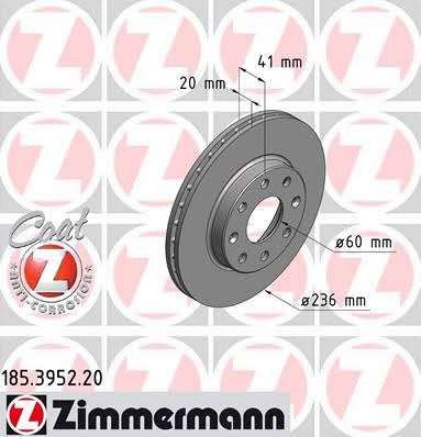 Otto Zimmermann 185395220 Ventilated disc brake, 1 pcs. 185395220: Buy near me in Poland at 2407.PL - Good price!