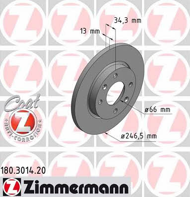 Otto Zimmermann 180.3014.20 Unventilated front brake disc 180301420: Buy near me in Poland at 2407.PL - Good price!