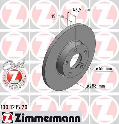 Otto Zimmermann 100.1215.20 Unventilated front brake disc 100121520: Buy near me in Poland at 2407.PL - Good price!