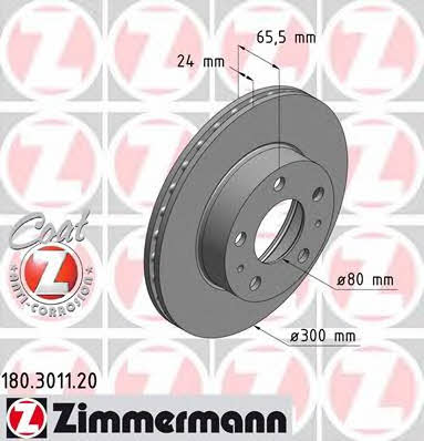 Otto Zimmermann 180.3011.20 Front brake disc ventilated 180301120: Buy near me in Poland at 2407.PL - Good price!