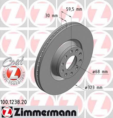 Otto Zimmermann 100.1238.20 Front brake disc ventilated 100123820: Buy near me in Poland at 2407.PL - Good price!