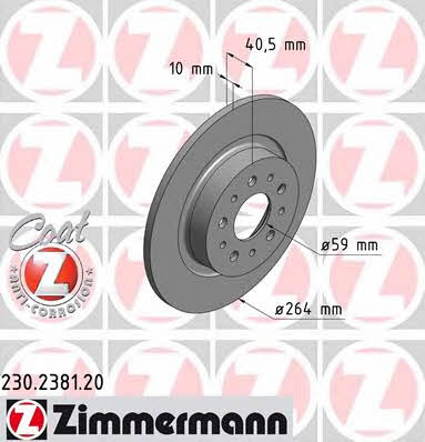 Otto Zimmermann 230.2381.20 Rear brake disc, non-ventilated 230238120: Buy near me in Poland at 2407.PL - Good price!
