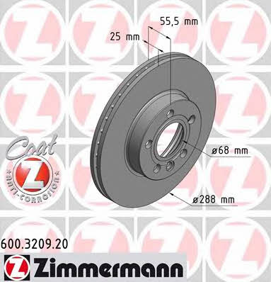 Otto Zimmermann 600.3209.20 Front brake disc ventilated 600320920: Buy near me in Poland at 2407.PL - Good price!