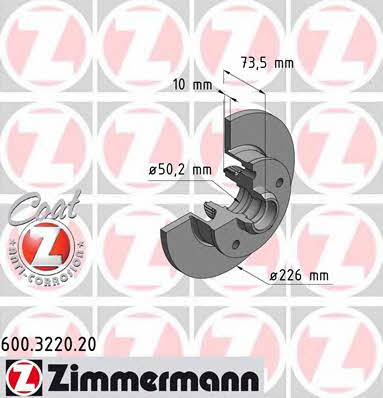 Otto Zimmermann 600.3220.20 Rear brake disc, non-ventilated 600322020: Buy near me at 2407.PL in Poland at an Affordable price!