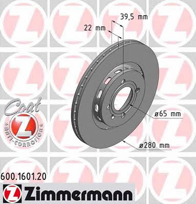 Otto Zimmermann 600.1601.20 Front brake disc ventilated 600160120: Buy near me in Poland at 2407.PL - Good price!