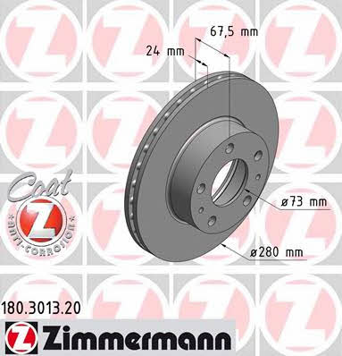 Otto Zimmermann 180.3013.20 Front brake disc ventilated 180301320: Buy near me in Poland at 2407.PL - Good price!