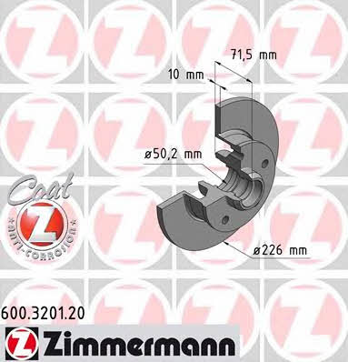 Otto Zimmermann 600.3201.20 Rear brake disc, non-ventilated 600320120: Buy near me in Poland at 2407.PL - Good price!