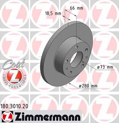 Otto Zimmermann 180.3010.20 Unventilated front brake disc 180301020: Buy near me in Poland at 2407.PL - Good price!