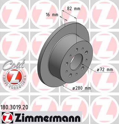 Otto Zimmermann 180.3019.20 Brake disc 180301920: Buy near me in Poland at 2407.PL - Good price!