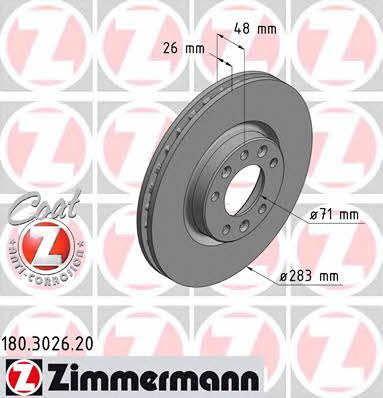 Otto Zimmermann 180.3026.20 Тормозной диск передний вентилируемый 180302620: Отличная цена - Купить в Польше на 2407.PL!