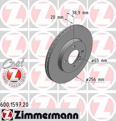 Otto Zimmermann 600.1597.20 Front brake disc ventilated 600159720: Buy near me in Poland at 2407.PL - Good price!