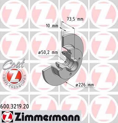 Otto Zimmermann 600.3219.20 Rear brake disc, non-ventilated 600321920: Buy near me in Poland at 2407.PL - Good price!