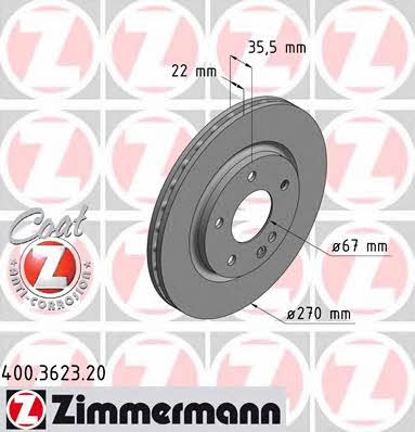 Otto Zimmermann 400.3623.20 Brake disc 400362320: Buy near me in Poland at 2407.PL - Good price!
