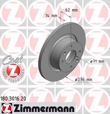 Otto Zimmermann 180.3016.20 Тормозной диск задний невентилируемый 180301620: Отличная цена - Купить в Польше на 2407.PL!
