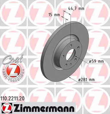 Otto Zimmermann 110.2211.20 Brake disc 110221120: Buy near me at 2407.PL in Poland at an Affordable price!
