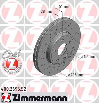 Otto Zimmermann 400.3695.52 Front brake disc ventilated 400369552: Buy near me in Poland at 2407.PL - Good price!