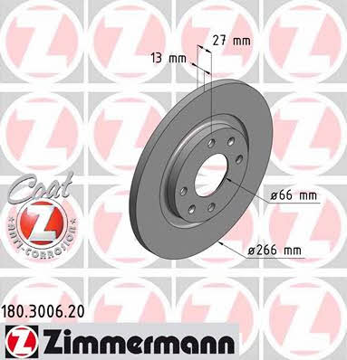 Otto Zimmermann 180.3006.20 Unventilated front brake disc 180300620: Buy near me in Poland at 2407.PL - Good price!