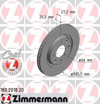 Otto Zimmermann 180.2018.20 Front brake disc ventilated 180201820: Buy near me in Poland at 2407.PL - Good price!