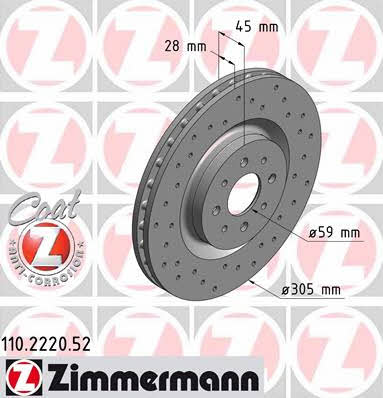 Otto Zimmermann 110.2220.52 Brake disc 110222052: Buy near me in Poland at 2407.PL - Good price!