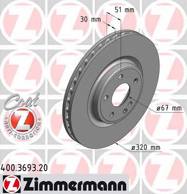 Otto Zimmermann 400.3693.20 Brake disc 400369320: Buy near me in Poland at 2407.PL - Good price!