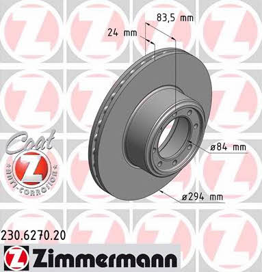 Otto Zimmermann 230.6270.20 Hintere belüftete Bremsscheibe 230627020: Kaufen Sie zu einem guten Preis in Polen bei 2407.PL!