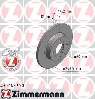 Otto Zimmermann 430.1487.20 Тормозной диск передний невентилируемый 430148720: Отличная цена - Купить в Польше на 2407.PL!