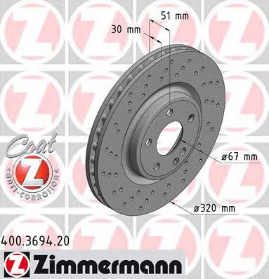 Otto Zimmermann 400.3694.20 Front brake disc ventilated 400369420: Buy near me in Poland at 2407.PL - Good price!