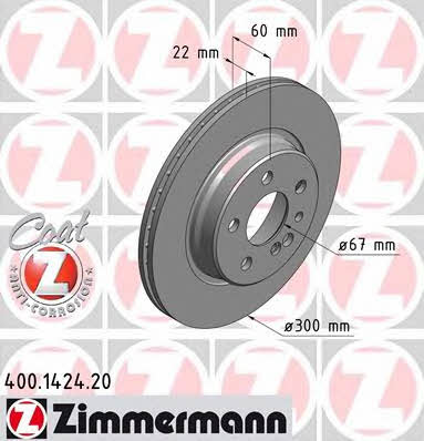 Otto Zimmermann 400.1424.20 Тормозной диск задний вентилируемый 400142420: Отличная цена - Купить в Польше на 2407.PL!