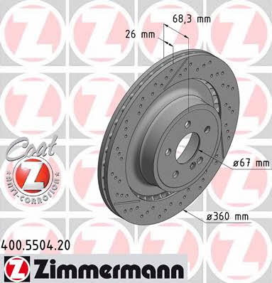 Otto Zimmermann 400.5504.20 Rear ventilated brake disc 400550420: Buy near me in Poland at 2407.PL - Good price!