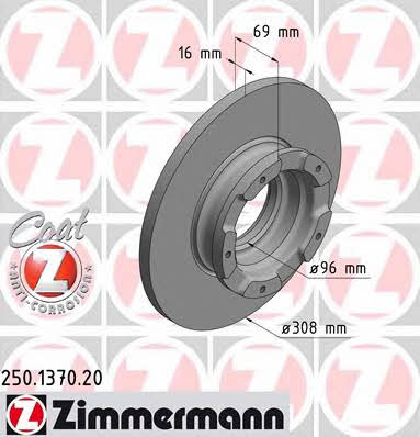Otto Zimmermann 250.1370.20 Rear brake disc, non-ventilated 250137020: Buy near me in Poland at 2407.PL - Good price!
