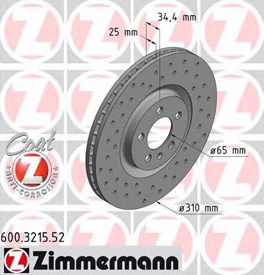 Otto Zimmermann 600.3215.52 Front brake disc ventilated 600321552: Buy near me in Poland at 2407.PL - Good price!