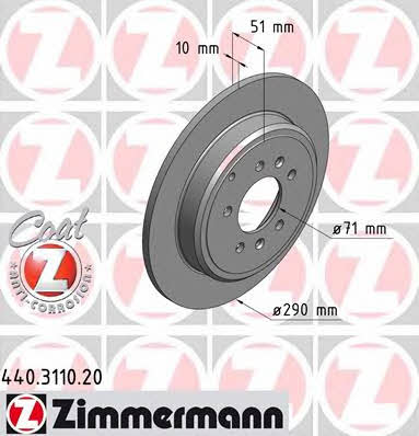 Otto Zimmermann 440.3110.20 Rear brake disc, non-ventilated 440311020: Buy near me at 2407.PL in Poland at an Affordable price!