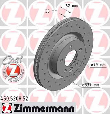 Otto Zimmermann 450.5208.52 Front brake disc ventilated 450520852: Buy near me at 2407.PL in Poland at an Affordable price!