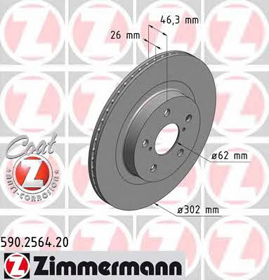 Otto Zimmermann 590.2564.20 Front brake disc ventilated 590256420: Buy near me in Poland at 2407.PL - Good price!