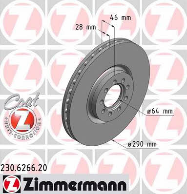 Otto Zimmermann 230.6266.20 Front brake disc ventilated 230626620: Buy near me in Poland at 2407.PL - Good price!