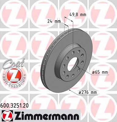 Otto Zimmermann 600.3251.20 Тормозной диск передний вентилируемый 600325120: Отличная цена - Купить в Польше на 2407.PL!