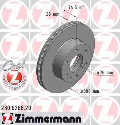 Otto Zimmermann 230.6268.20 Front brake disc ventilated 230626820: Buy near me in Poland at 2407.PL - Good price!