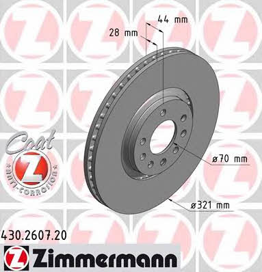 Otto Zimmermann 430.2607.20 Front brake disc ventilated 430260720: Buy near me in Poland at 2407.PL - Good price!