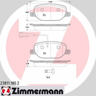 Otto Zimmermann 23811.180.2 Brake Pad Set, disc brake 238111802: Buy near me in Poland at 2407.PL - Good price!