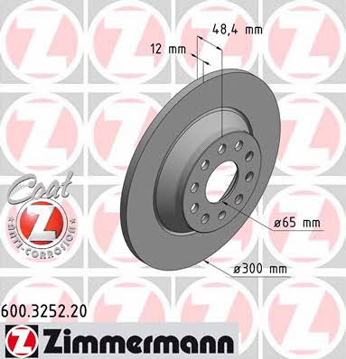 Otto Zimmermann 600.3252.20 Rear brake disc, non-ventilated 600325220: Buy near me at 2407.PL in Poland at an Affordable price!