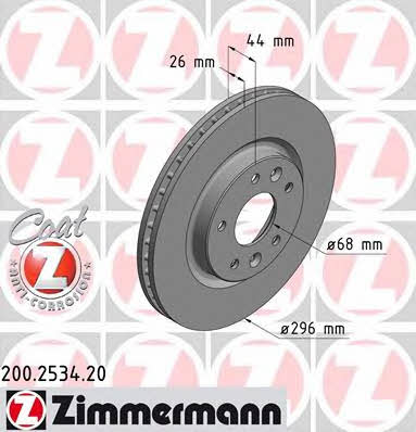 Otto Zimmermann 200.2534.20 Тормозной диск передний вентилируемый 200253420: Отличная цена - Купить в Польше на 2407.PL!