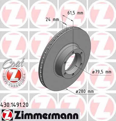 Otto Zimmermann 430.1491.20 Front brake disc ventilated 430149120: Buy near me in Poland at 2407.PL - Good price!