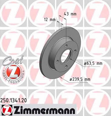 Otto Zimmermann 250.1341.20 Unventilated front brake disc 250134120: Buy near me in Poland at 2407.PL - Good price!