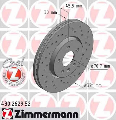 Otto Zimmermann 430.2629.52 Front brake disc ventilated 430262952: Buy near me at 2407.PL in Poland at an Affordable price!