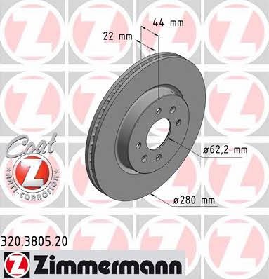 Otto Zimmermann 320.3805.20 Front brake disc ventilated 320380520: Buy near me in Poland at 2407.PL - Good price!