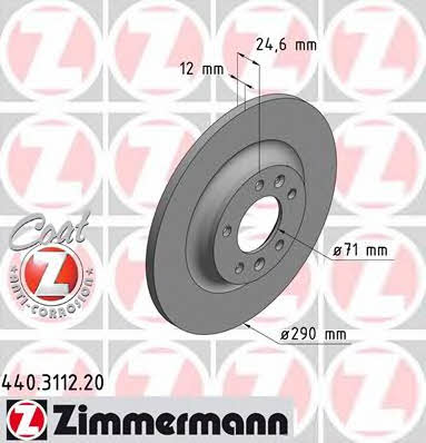 Otto Zimmermann 440.3112.20 Rear brake disc, non-ventilated 440311220: Buy near me at 2407.PL in Poland at an Affordable price!
