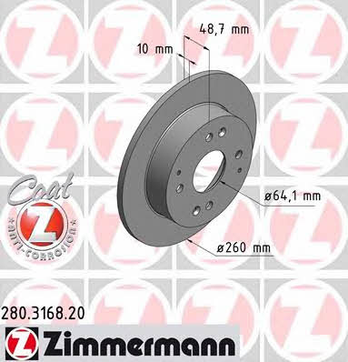 Otto Zimmermann 280.3168.20 Brake disc 280316820: Buy near me in Poland at 2407.PL - Good price!